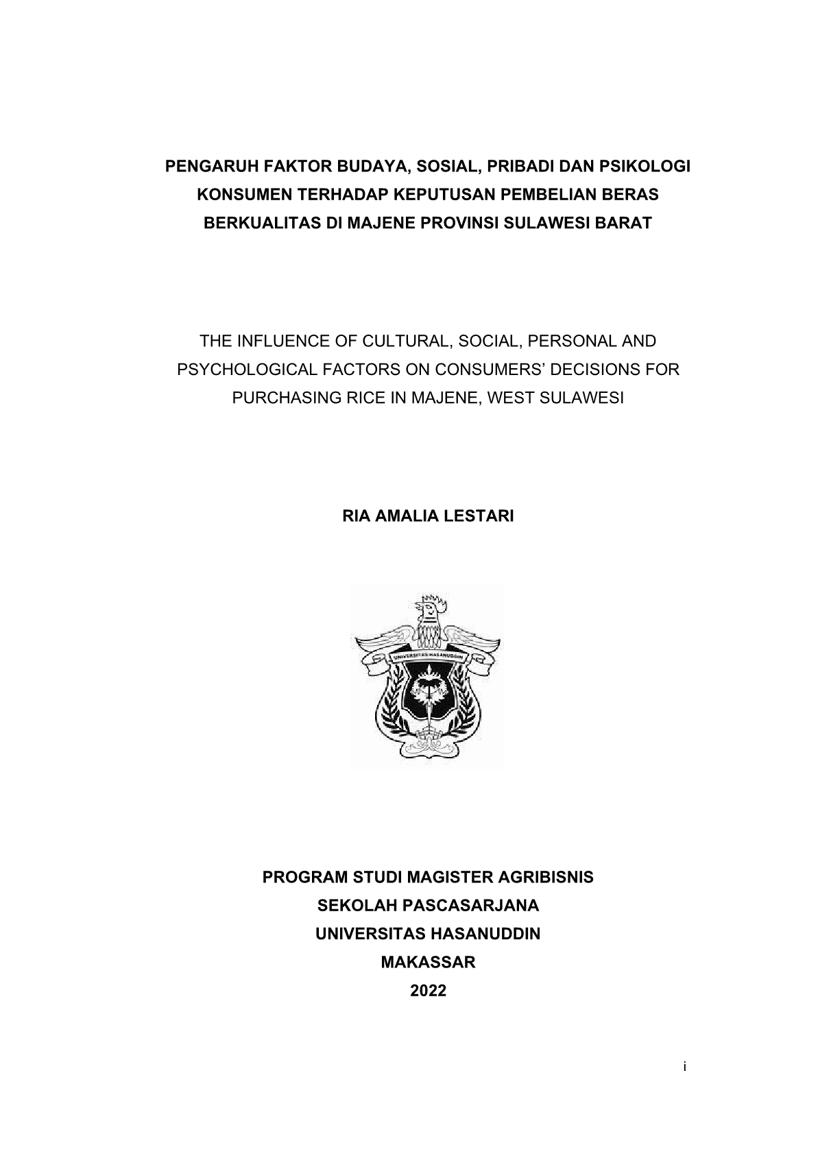 PENGARUH FAKTOR BUDAYA, SOSIAL, PRIBADI DAN PSIKOLOGI KONSUMEN TERHADAP ...